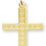 Men's 14kt Gold Over Sterling Silver Square in Square Design Cross + 24 Inch Gold Plated Endless Chain - Gold-tone