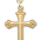 Women's 14kt Gold Over Sterling Silver Larger Fleur De Lis Tip Cross Pendant +18 Gold Plated Chain &amp; Clasp - Gold-tone