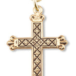 Women's 14kt Gold Plated Blackened Diamond Accent Etched Cross + 18 Inch Gold Plated Chain - Gold-tone