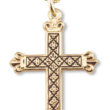 Women's 14kt Gold Plated Blackened Diamond Accent Etched Cross + 18 Inch Gold Plated Chain - Gold-tone