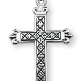 Cross Necklace Blackened Etched, Sterling Silver with Chain