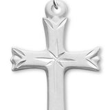 Women's Sterling Silver Etched Cross Necklace with Chain Options - 18&quot; 1.8mm Sterling Silver Chain + Clasp
