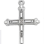 Cross Necklace Flare Tip, Sterling Silver with Chain - 20&quot; 2.2mm Stainless Steel Chain with Clasp