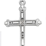 Cross Necklace Flare Tip, Sterling Silver with Chain - 20&quot; 2.2mm Stainless Steel Chain with Clasp