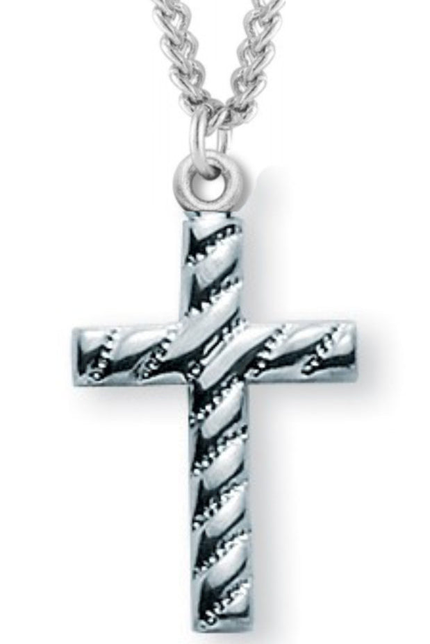 Cross Necklace Lined, Sterling Silver with Chain