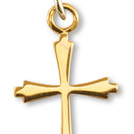 Women's 14kt Gold Plated High Polish Square Tip Cross Necklace +18 Inch Gold Plated Chain &amp; Clasp - Gold-tone