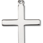 Women's or Boy's High Polish Cross Necklace Plain Sterling Silver with Chain - 20&quot; 2.2mm Stainless Steel Chain with Clasp