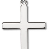 Women's or Boy's High Polish Cross Necklace Plain Sterling Silver with Chain - 20&quot; 2.2mm Stainless Steel Chain with Clasp