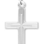 Women's Sterling Silver Double Cross Etch Necklace with Chain Options - 18&quot; 1.8mm Sterling Silver Chain + Clasp
