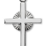 Women's Sterling Silver Cross Necklace with Circular Etched Center with Chain Options - 18&quot; 1.8mm Sterling Silver Chain + Clasp