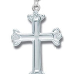 Women's Sterling Silver Budded Cross Necklace with Chain Options - 18&quot; 1.8mm Sterling Silver Chain + Clasp