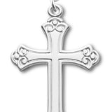 Women's Sterling Silver Budded Tip Cross Necklace with Chain Options