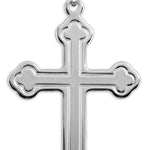 Men's Sterling Silver High Polish Clover Leaf Tip Cross Necklace with Chain Options - 24&quot; Sterling Silver Chain + Clasp