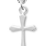 Women's Sterling Silver Tapered Ends Cross Necklace with Chain Options - 18&quot; 1.8mm Sterling Silver Chain + Clasp