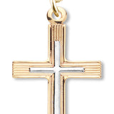 Women's 14kt Gold Over Sterling Silver Two-tone Cross on Cross Pendant + 18 Inch Gold Plated Chain &amp; Clasp - Two-Tone
