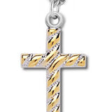 Cross Necklace Two Tone, Sterling Silver with Chain