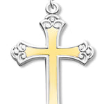Cross Necklace Two Tone, Sterling Silver with Chain - 18&quot; 1.8mm Sterling Silver Chain + Clasp