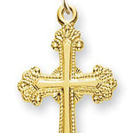 Women's 16kt Gold Over Sterling Silver Fancy Tip Cross Necklace + 18 Inch Gold Plated Chain &amp; Clasp - Gold-tone