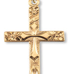 Women's 14kt Gold Over Sterling Silver Cross on Cross Flower Tip Necklace + 18 Inch Gold Plated Chain &amp; Clasp - Gold-tone