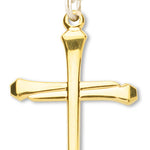 Men's 14kt Gold Over Sterling Silver Nail Cross Necklace + 24 Inch Gold Plated Endless Chain - Gold-tone