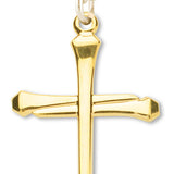 Men's 14kt Gold Over Sterling Silver Nail Cross Necklace + 24 Inch Gold Plated Endless Chain - Gold-tone