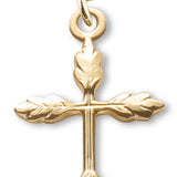 Women's 14kt Gold Over Sterling Silver Cross Necklace Wheat Sheaf Tips + 18 Inch Gold Plated Chain &amp; Clasp - Gold-tone