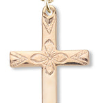 Women's 16kt Gold Over Sterling Silver High Polish Floral Cross Necklace + 18 Inch Gold Plated Chain &amp; Clasp - Gold-tone