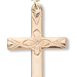 Women's 16kt Gold Over Sterling Silver High Polish Floral Cross Necklace + 18 Inch Gold Plated Chain &amp; Clasp - Gold-tone