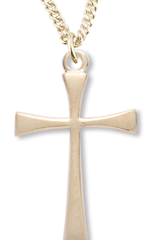 Women's 14kt Gold Plated High Polish Tapered Necklace + 18 Inch Gold Plated Chain &amp; Clasp - Gold-tone