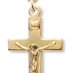 Women's 14kt Gold Over Sterling Silver Squared Crucifix Necklace + 18 Inch Gold Plated Chain &amp; Clasp - Gold-tone