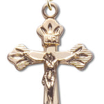 Women's 14kt Gold Plated Dainty Crucifix Necklace Etched Tips + 18 Inch Gold Plated Chain &amp; Clasp - Gold-tone