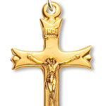 Women's 14kt Gold Plated Contemporary Crucifix Pointed Tips + 18 Inch Gold Plated Chain &amp; Clasp - Gold-tone