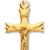 Women's 14kt Gold Plated Contemporary Crucifix Pointed Tips + 18 Inch Gold Plated Chain &amp; Clasp - Gold-tone