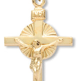 Women's 14kt Gold Over Sterling Silver Sunburst Center Crucifix Pendant + 18 Inch Gold Plated Chain &amp; Clasp - Gold-tone