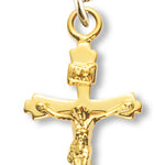 Women's 14kt Gold Over Sterling Silver Square Point Edge Crucifix + 18 Inch Gold Plated Chain &amp; Clasp - Gold-tone