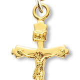 Women's 14kt Gold Over Sterling Silver Square Point Edge Crucifix + 18 Inch Gold Plated Chain &amp; Clasp - Gold-tone