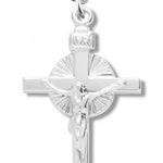 Women's Sterling Silver Polished Crucifix Necklace with Chain  Options - 18&quot; 1.8mm Sterling Silver Chain + Clasp