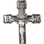 Men's Polished Sterling Silver Alpha Omega Chi Rho Crucifix Pendant with Chain Options - 24&quot; Sterling Silver Chain + Clasp