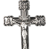 Men's Polished Sterling Silver Alpha Omega Chi Rho Crucifix Pendant with Chain Options - 24&quot; Sterling Silver Chain + Clasp