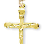 Men's 14kt Gold Over Sterling Silver Slimline Nail Crucifix Pendant + 24 Inch Gold Plated Endless Chain - Gold-tone