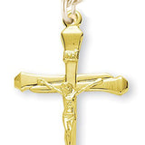 Men's 14kt Gold Over Sterling Silver Slimline Nail Crucifix Pendant + 24 Inch Gold Plated Endless Chain - Gold-tone