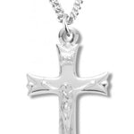 Women's Sterling Silver Crucifix Necklace with Chain Options - 18&quot; 1.8mm Sterling Silver Chain + Clasp