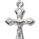 Women's Crucifix Necklace, Sterling Silver with Chain - 18&quot; 1.8mm Sterling Silver Chain + Clasp