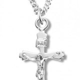 Women's Petite Sterling Silver Crucifix Necklace with Chain Options - 18&quot; 1.8mm Sterling Silver Chain + Clasp