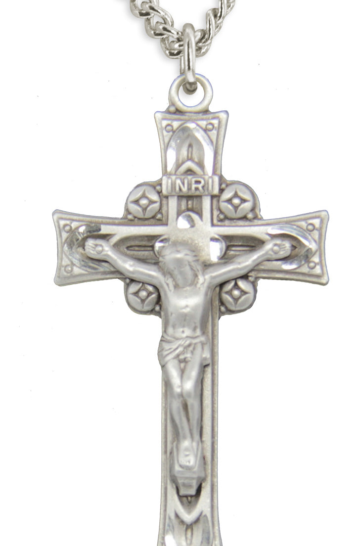 Men's Sterling Silver Celtic Crucifix Pendant with Chain Options