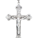Men's Sterling Silver Budded Edge Crucifix Pendant with Chain Options