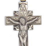 Men's Sterling Silver Crucifix Pendant Leaf Corner Points with Chain Options