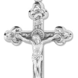 Men's Sterling Budded Edge Silver Crucifix Necklace with Chain Options