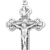 Men's Sterling Silver Baroque Style Crucifix Necklace with Chain Options