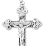 Men's Large Sterling Silver Elegant Tip Crucifix Necklace with Chain - Sterling Silver